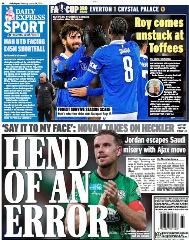 Thursday's back pages - BBC Sport