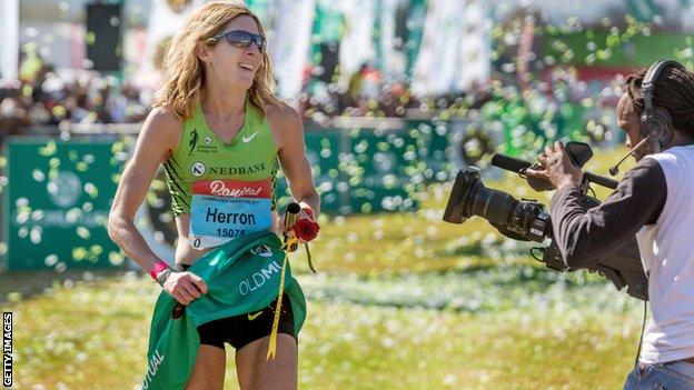 Camille Herron also broke the 12-hour world record by running 94.5 miles in that time