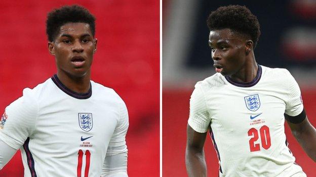 England pair Marcus Rashford and Bukayo Saka