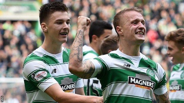 Celtic's Kieran Tierney and Leigh Griffiths