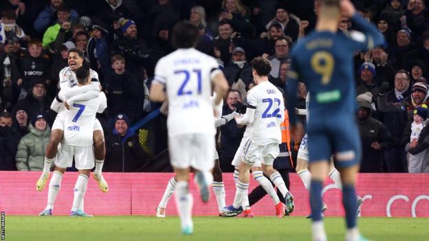 Georginio Rutter of Leeds United celebrates after scoring the team's  News Photo - Getty Images