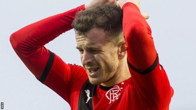 Rangers midfielder Andy Halliday shows his disappointment