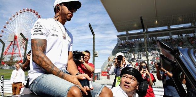 Mercedes F1 driver Lewis Hamilton at the Japanese Grand Prix