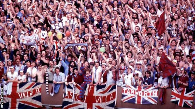 Aston Villa fans at the 1982 European Cup final in Rotterdam