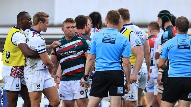 Leicester and Bristol players and staff clashed