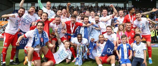 Wigan celebrate the League One title