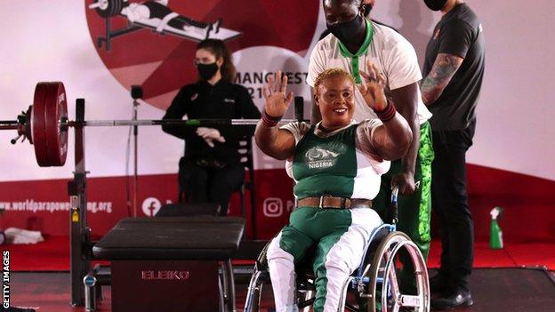 Bose Omolayo at the Para Powerlifting World Cup last year