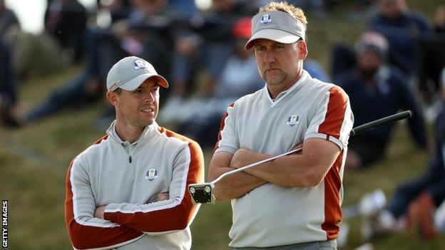 Rory McIlroy and Ian Poulter at last year's Ryder Cup in the US