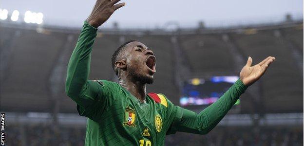 Cameroon's Karl Toko Ekambi celebrates a goal
