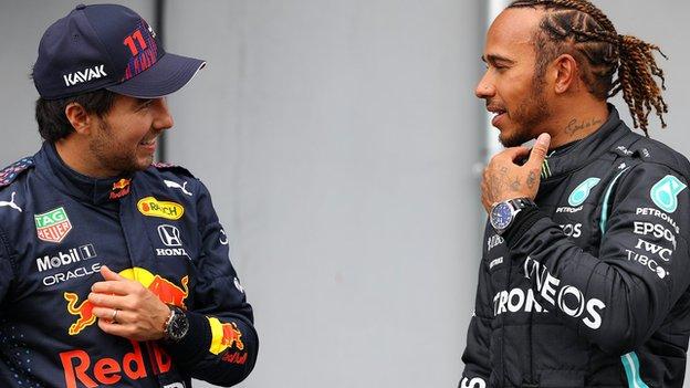 Sergio Perez and Lewis Hamilton