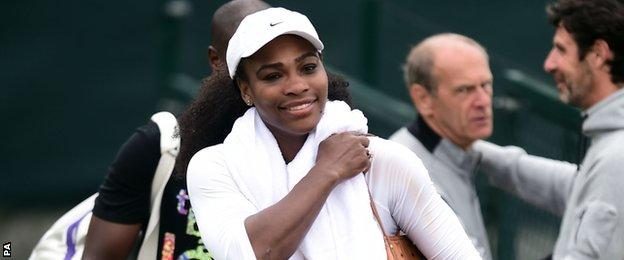 Serena Williams leaving the Wimbledon practice court