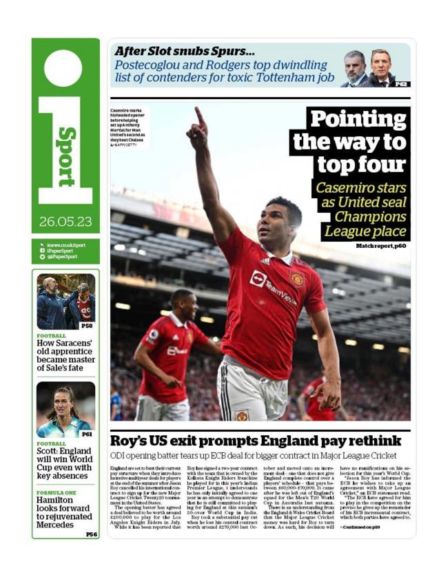 Friday's back pages BBC Sport