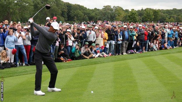 Tiger Woods teeing off at Adare Manor in Ireland