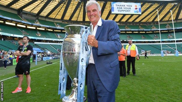 Nigel Wray with the Premiership trophy