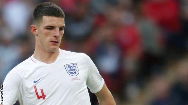 Declan Rice has won four caps for England and most recently played in their 4-0 win against Bulgaria on Saturday
