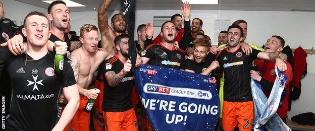 Sheffield United celebrate promotion