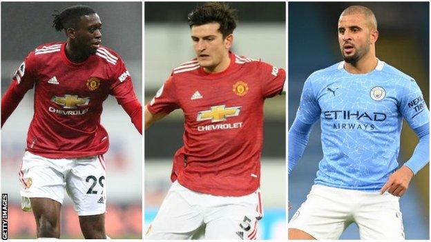 Aaron Wan-Bissaka, Harry Maguire and Kyle Walker