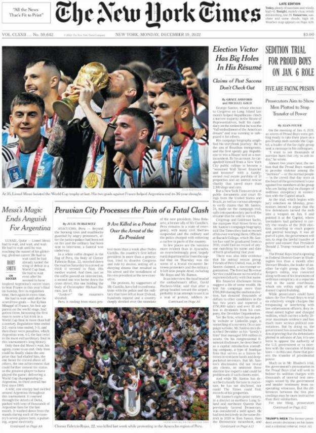 New York Times front page