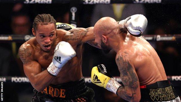 Anthony Yarde slips a punch from Lyndon Arthur