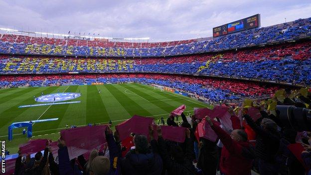 Nou Camp pictured before Barcelona and Real Madrid's meeting in the Women's Champions League in March