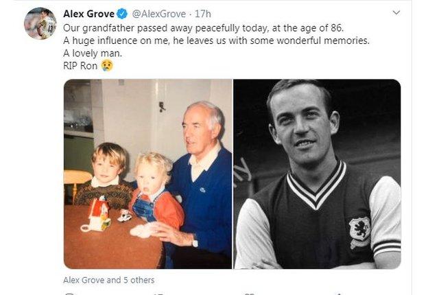 Former Worcester & Scotland centre Alex Grove on Twitter, on his late grandfather, Ron Wylie