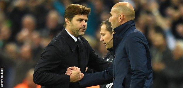 Tottenham manager Mauricio Pochettino (left) and Real Madrid manager Zinedine Zidane