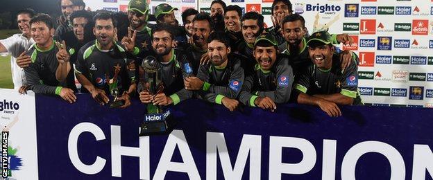 Pakistan with the one-day series trophy