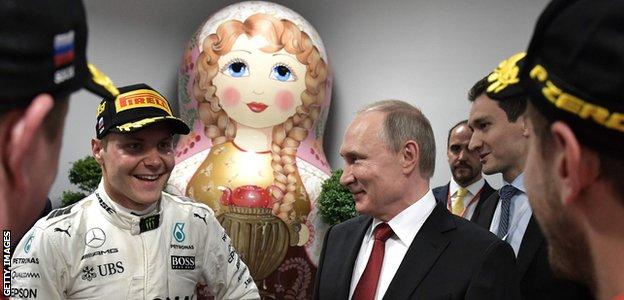 Valtteri Bottas and Russian President Vladimir Putin