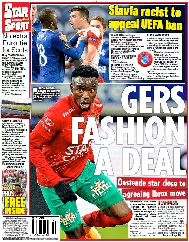 The back page of the Scottish Daily Star on 240421