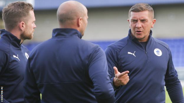 Joint Chester manager Anthony Johnson (right)