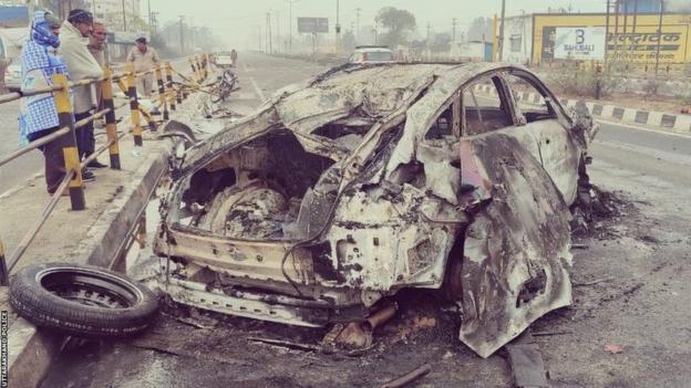 Rishabh Pant's car after the crash