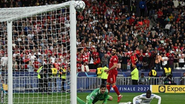 Mohamed Salah had a late chance saved by Real Madrid keeper Thibaut Courtois in the Champions League final