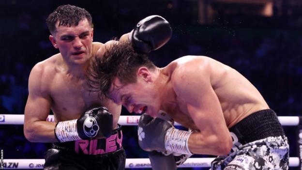 Jack Catterall throws a left jab during his fight with Darragh Foley in May