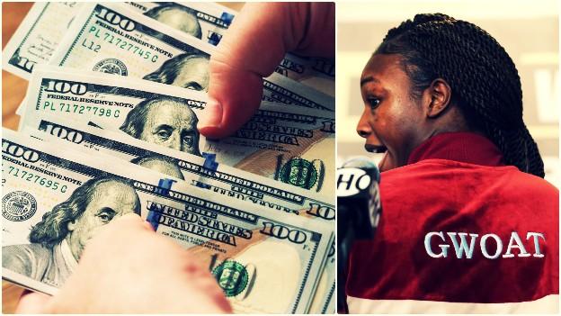 Dollar bills and Claressa Shields