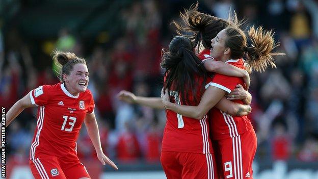 Wales women celebrate