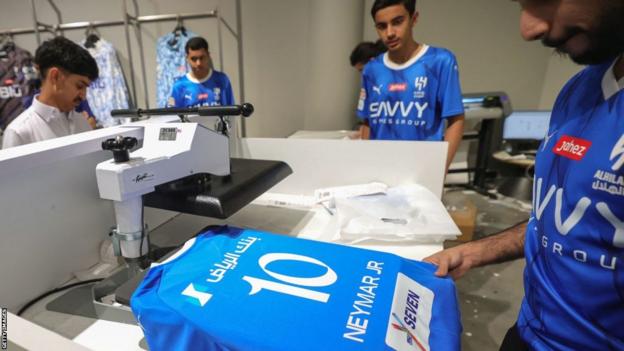 Neymar shirts being printed in Saudi Arabia