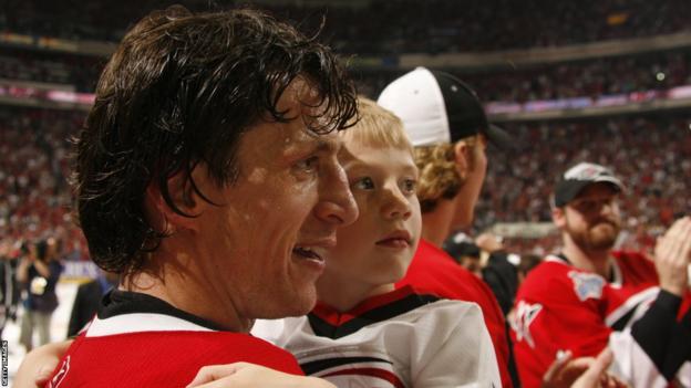 Rod Brind'Amour and his son, Skyler
