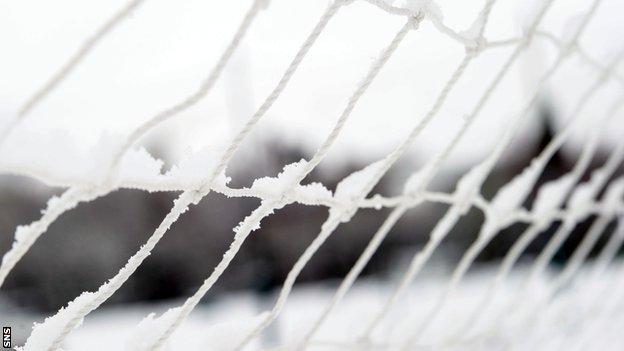 Snow on a football net