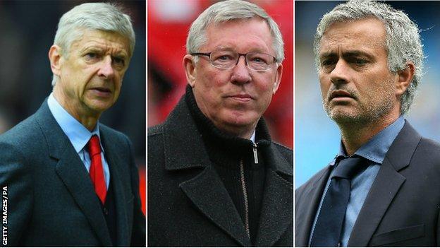 Arsene Wenger, Sir Alex Ferguson and Jose Mourinho