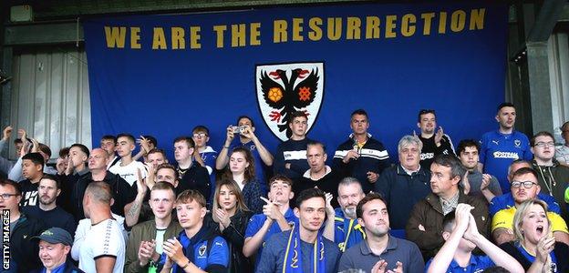 AFC Wimbledon fans at Kingsmeadow