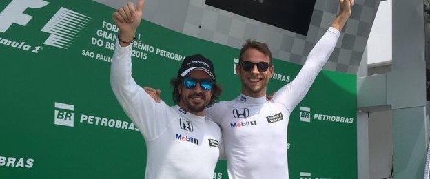 Jenson Button and Fernando Alonso on the podium
