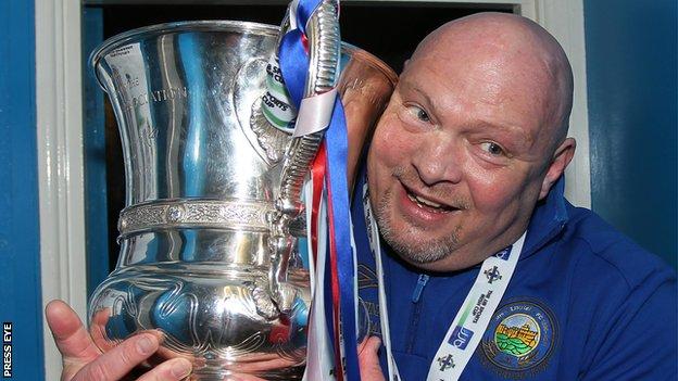David Jeffrey with the Irish Cup in 2012 - one of 31 trophies he won as Linfield manager