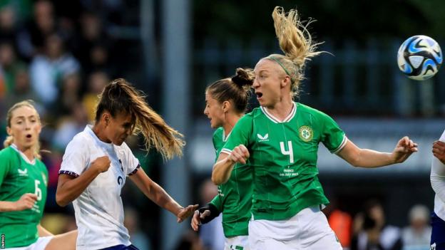 France's Maelle Lakrar scores her side's third goal in last June's game in Dublin