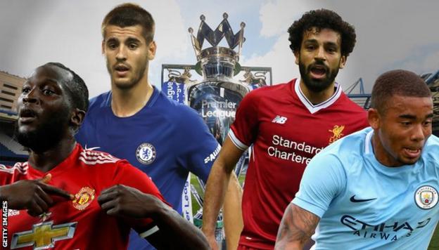 Manchester United's Romelu Lukaku, Chelsea's Alvaro Morata, Liverpool's Mohamed Salah and Manchester City's Gabriel Jesus