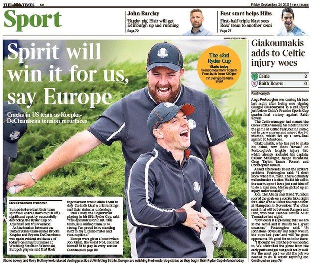 The back page of the Scottish edition of The Times on 240921