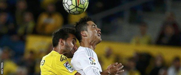 Cristiano Ronaldo and Las Palmas's Angel Montoro