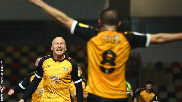 Kevin Ellison celebrates his late goal