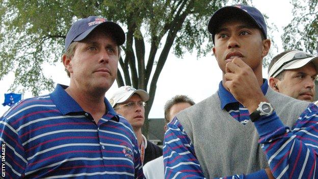 Phil Mickelson and Tiger Woods Ryder Cup 2004