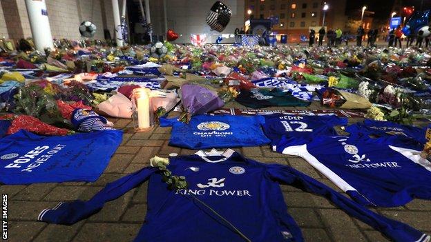 Tributes and flowers have been laid at Leicester City's King Power Stadium following the death of chairman Vichai Srivaddhanaprabha and four other people