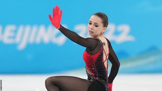 Kamila Valieva competing at Beijing Winter Olympics 2022